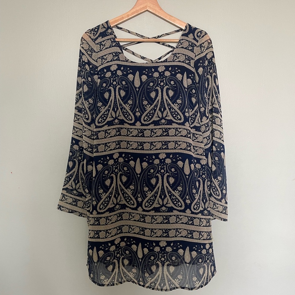 Charming Charlie long sleeve mini dress | blue | Size M